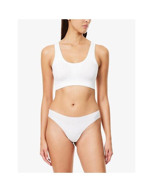 Hanro White Touch Feeling Padded Crop Stretch-Woven Top