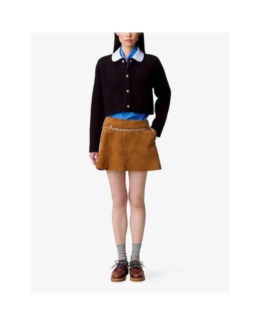 Claudie Pierlot Black Collared Button-Down Knitted Cardigan