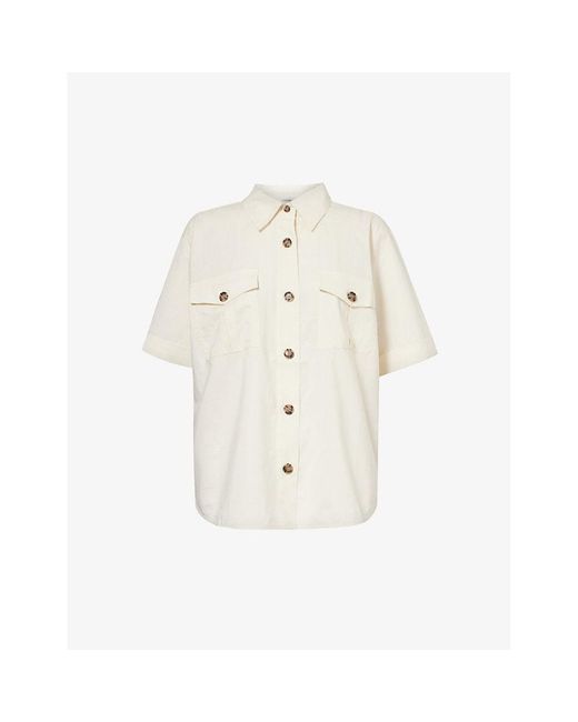 FRAME Natural Patch-pocket Cotton-blend Utility Shirt