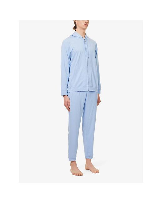 Derek Rose Blue Basel Relaxed-fit Stretch-woven Pyjama Bottoms Xx for men