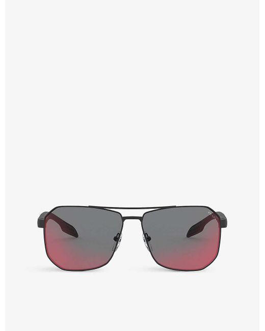 Prada Linea Rossa Gray Ps51vs Octagonal Pilot Sunglasses for men