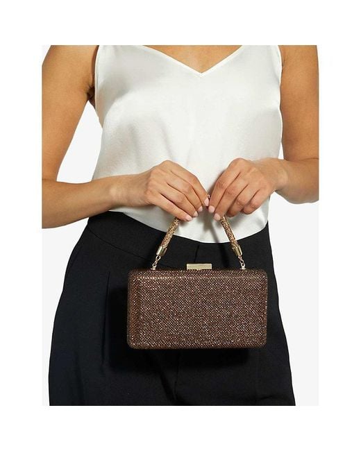 Dune Brown Beaut Metallic Woven Clutch Bag