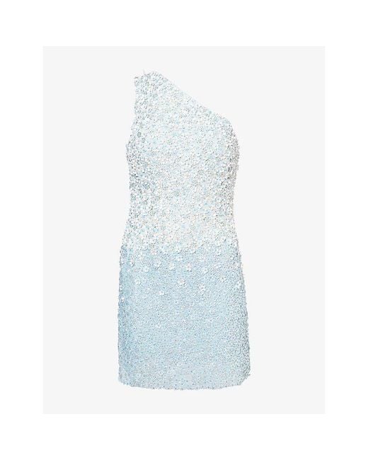 La Fuori Blue Ice Flower Enchantress Sequinned Mini Dress