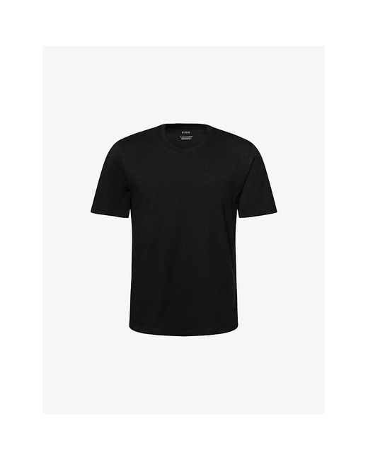 Eton of Sweden Black Crewneck Organic Cotton-jersey T-shirt for men