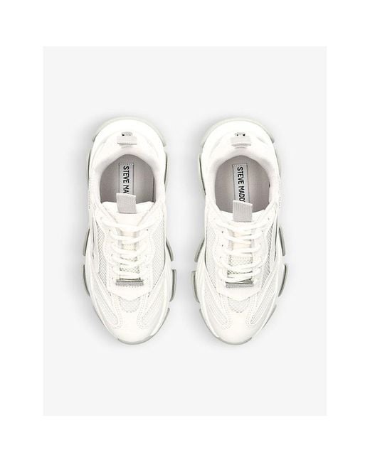 Steve Madden White Possession Chunky-soled Mesh And Faux-leather Trainers
