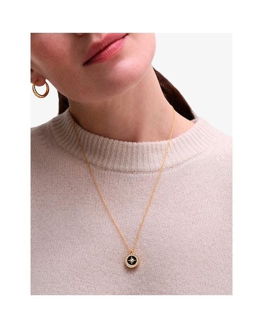 Astley Clarke White Polaris 18Ct, Onyx And Sapphire Locket Necklace
