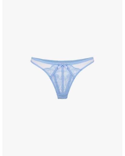 Agent Provocateur Rozlyn Semi Sheer Low Rise Lace Thong In Blue Lyst Canada