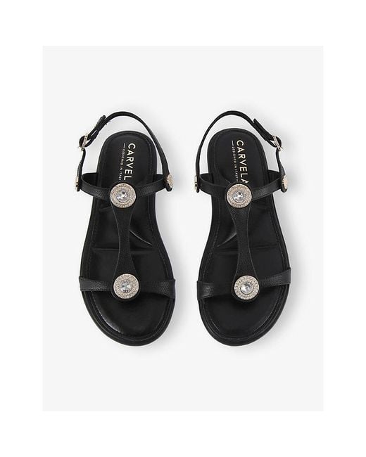 Carvela Kurt Geiger Black Amalia Wide-Fit Leather Sandals