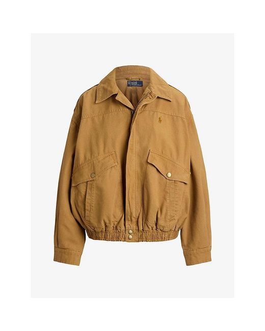 Polo Ralph Lauren Brown High-Neck Relaxed-Fit Cotton-Canvas Jacket