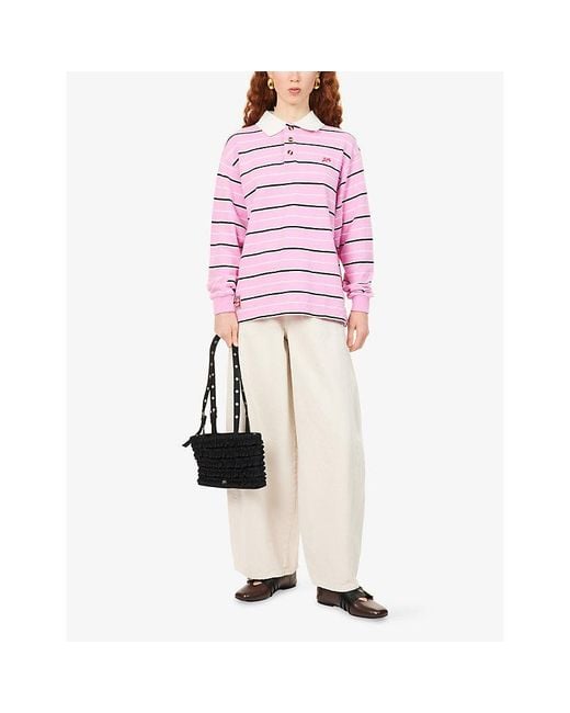 Damson Madder Pink Remie Striped Cotton-Jersey Rugby Shirt