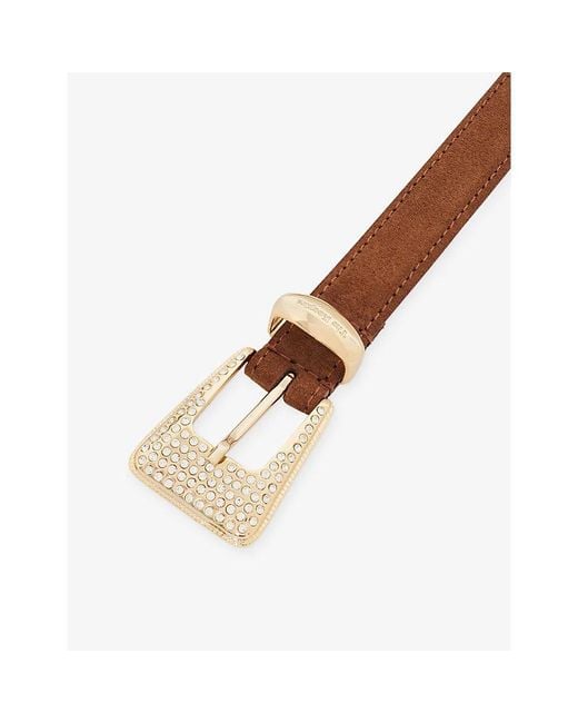 The Kooples Brown Rhinestone-Embellished Suede Belt