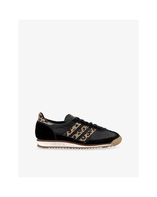 Adidas Black Sl 72 Leopard Nylon-Suede Trainers