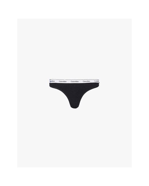 Calvin Klein Black Modern Logo Low-Rise Stretch-Cotton Thong