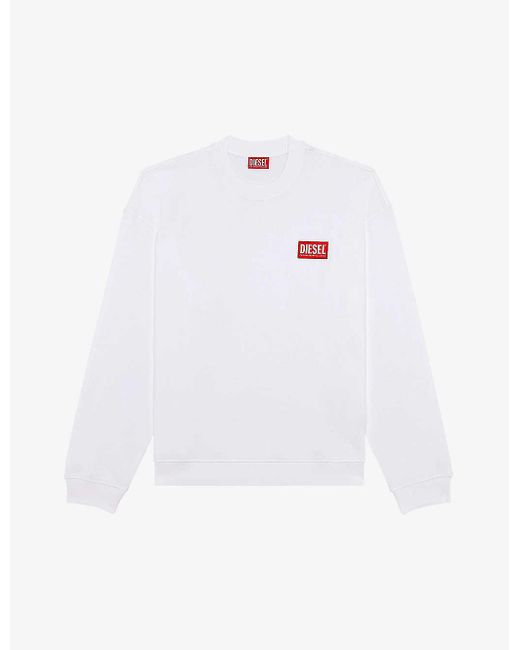 DIESEL White S N-label Logo-embroidered Cotton-jersey Sweatshirt for men