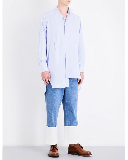 Loewe Blue Asymmetric Cotton Shirt for men