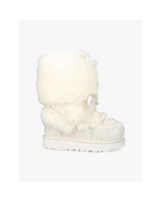 Ugg White Classic Chalet Tall Faux-Fur Boots