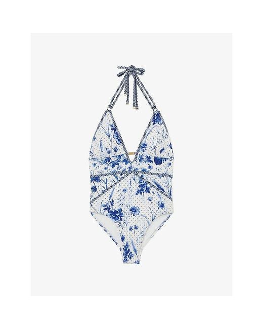 Reiss Blue Lucia Printed Swimsuit