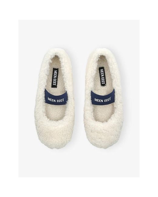 Moon Boot White Shearling Ballet Flats