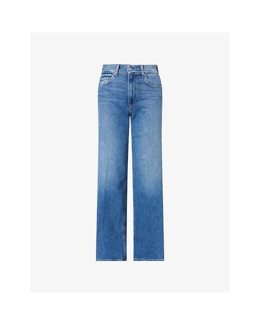 PAIGE Blue Sasha Wide-Leg Denim-Blend Jeans