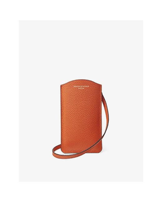 Aspinal Orange London Grained-leather Phone Case