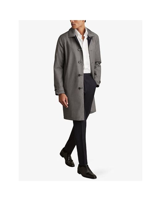 Reiss Gray Vital Reversible Mid-Length Woven Coat for men
