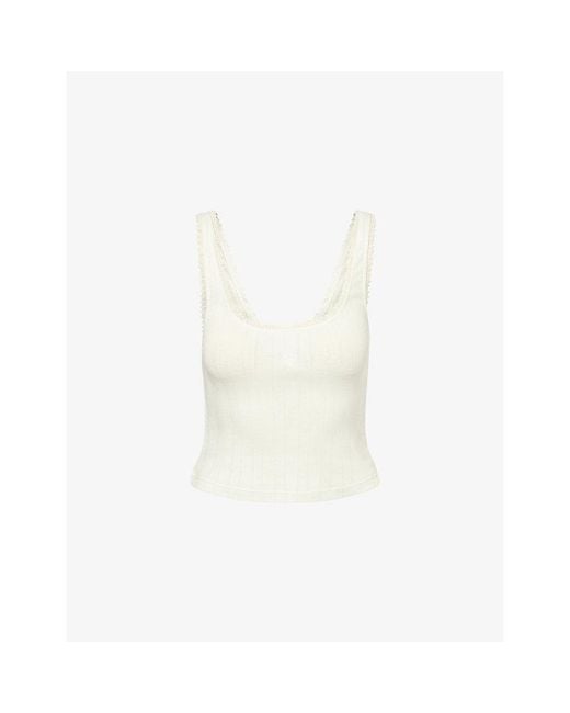 Bec & Bridge White Lacie Pointelle-Jersey Cotton Tank Top
