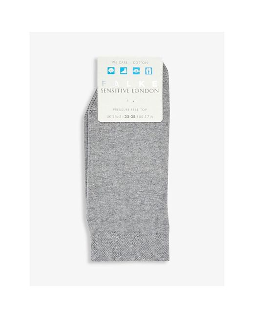 FALKE Sensitive London Ankle-rise Stretch-cotton Socks in Gray | Lyst