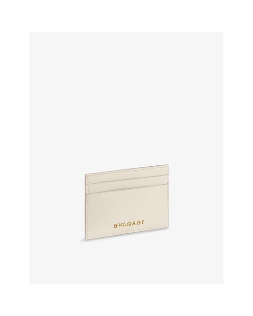 BVLGARI White Serpenti Forever Embellished Leather Card Holder