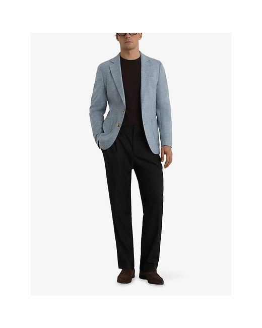 Reiss Blue Manci Single-Breasted Woven Blazer for men