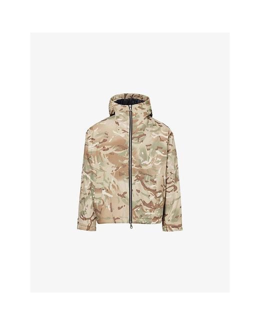 Cole Buxton Natural Camouflage-Print Hooded Cropped Woven Parka for men