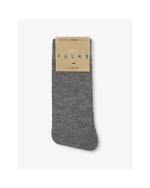 Falke Gray Cashmere-Blend Ankle Socks
