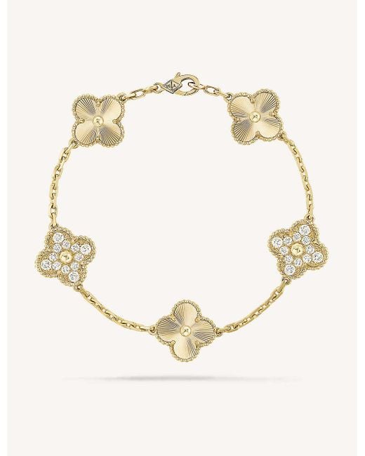 Van Cleef & Arpels Natural Vintage Alhambra 18ct Yellow-gold And Diamond Bracelet