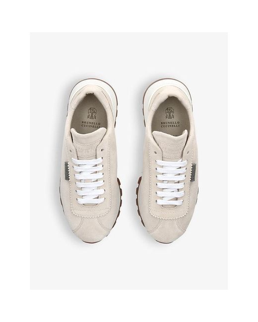 Brunello Cucinelli White Runner Suede Low-top Trainers