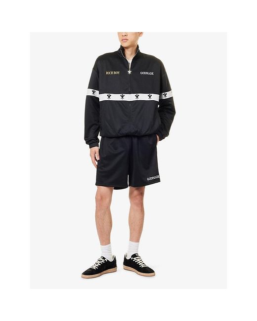 GODMADE Black Rich Boy Logo Cotton Shorts for men