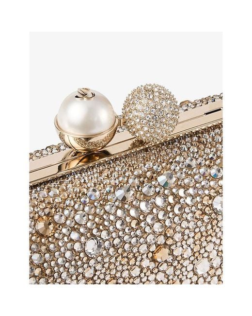 Jimmy Choo Natural Cloud Clutch Embellished Satin Cutch Bag