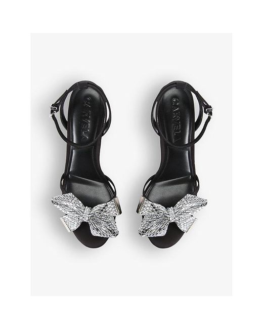 Carvela Kurt Geiger White Regal Bow-embellished Heeled Satin Sandals