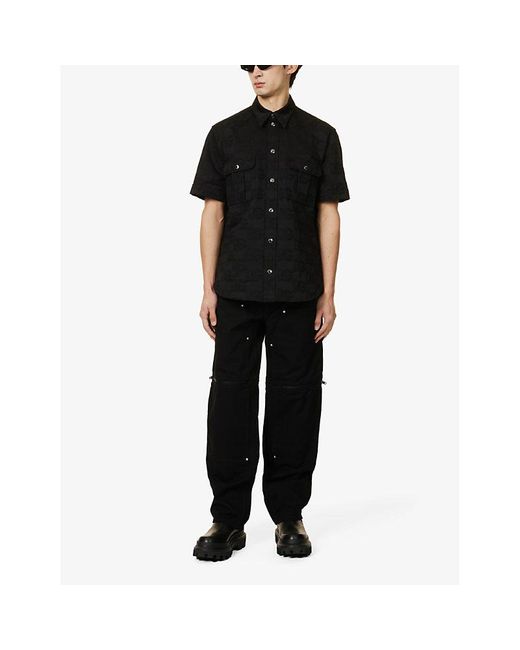 Dolce & Gabbana Black Logo-embroidered Flap-pocket Cotton Shirt for men