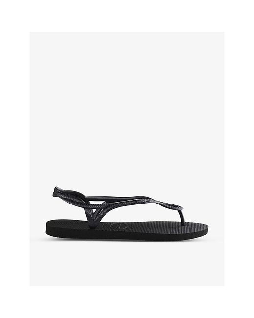 Havaianas Black Luna Cross-Straps Rubber Sandals