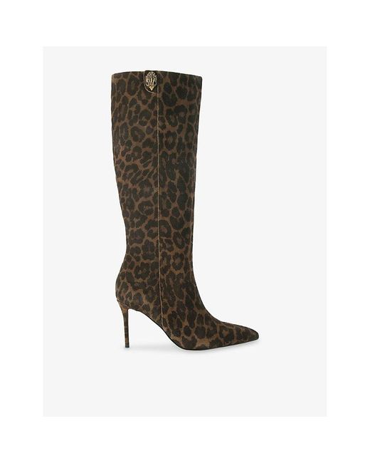 Kurt Geiger Brown Belgravia Suede Heeled Knee-High Boots