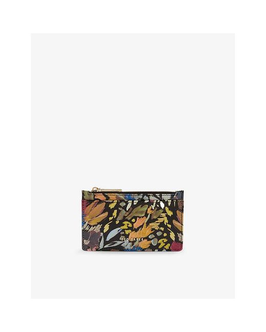Ted Baker Metallic Medell Painted Floral-print Leather Cardholder