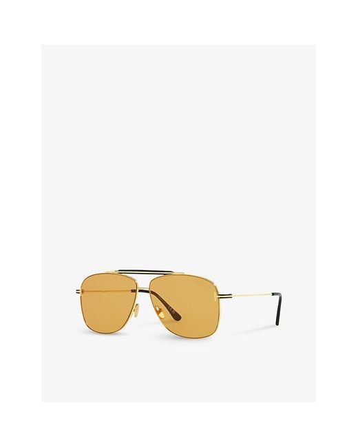 Tom Ford Metallic Tr001628 Jaden Aviator-frame Metal Sunglasses