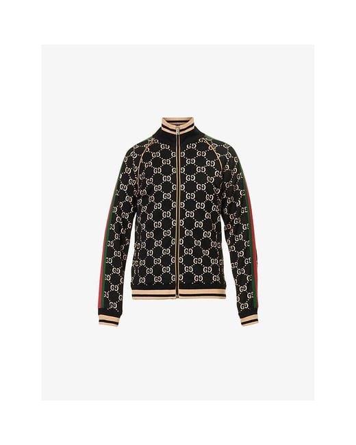 Gucci Black Monogram Side-stripe Cotton-jersey Jacket X for men
