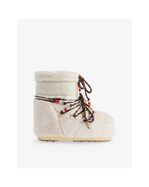 Moon Boot Natural Icon Low Faux-Fur And Suede Snow Boots