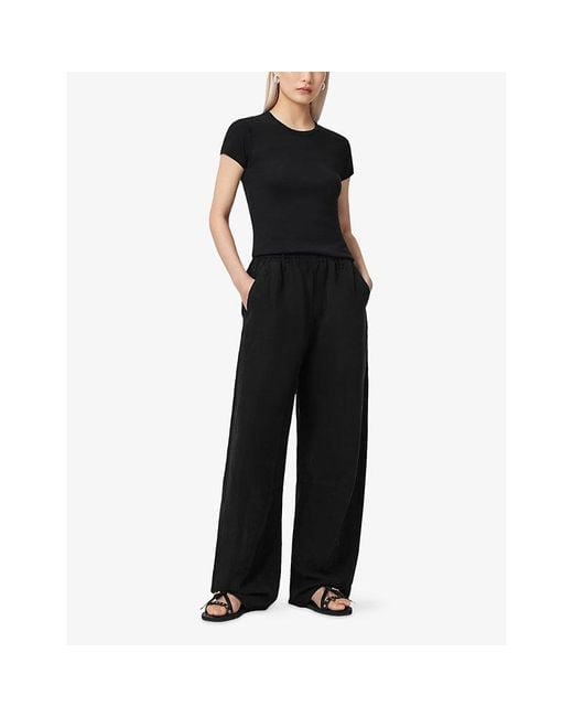 AllSaints Black Jett Wide-Leg Lyocell-Blend Trousers