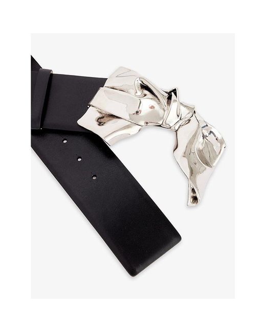 Alexander McQueen Black Bow-buckle Leather Belt