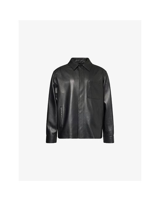 Loewe Black Relaxed-Fit Monogram Leather Overshirt for men