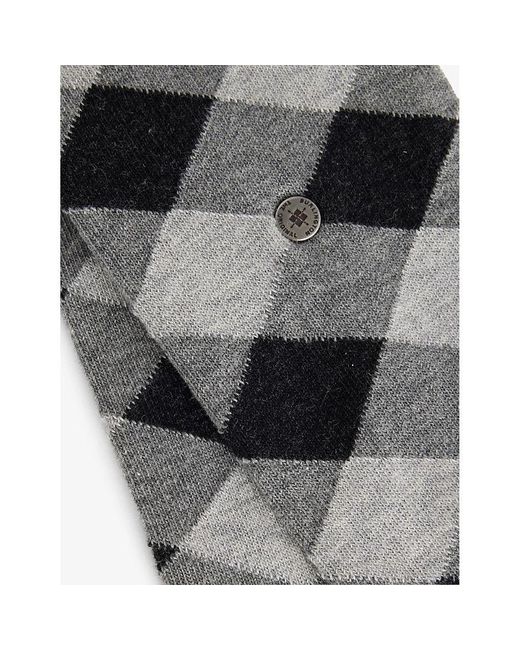 Burlington Gray Danny Argyle-Pattern Stretch Cotton-Blend Socks for men