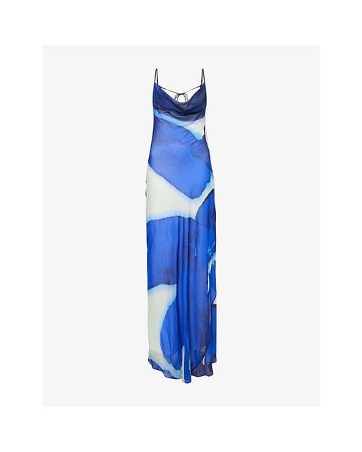Rat & Boa Blue Aralia Printed Sheer Maxi Dress