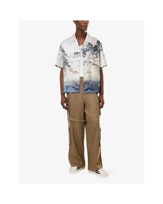 1886 Natural Zip-Off Linen Cargo Trousers for men