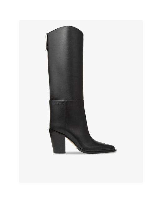 Jimmy Choo Black Cece Leather Heeled Knee-High Boots